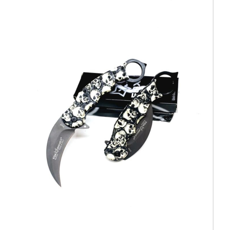 Pisau Karambit Lipat Fox Knives – Skull Series Tactical Design