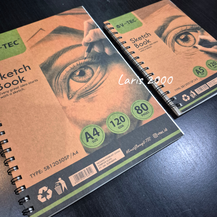 

Sketch Book / Buku Sketsa Ring V-tec A4 / A5 120gsm Spiral Pinggir / Atas