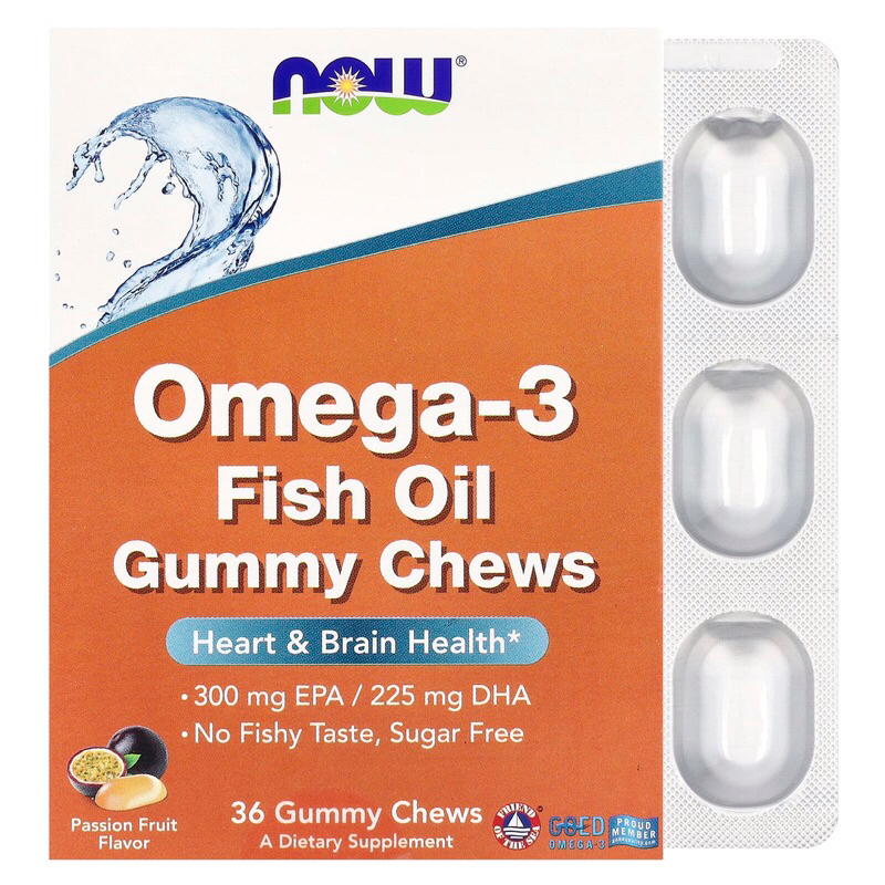 NOW Foods Omega-3 Fish Oil Gummy Chews 36 Gummy Chews