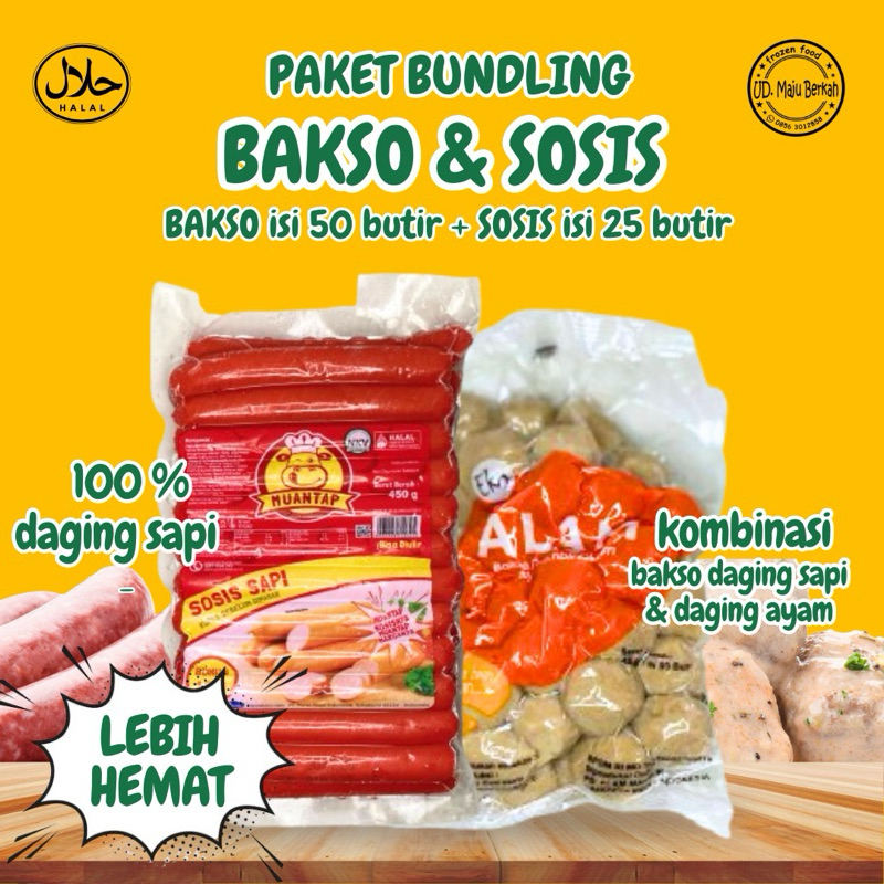 

Paket Hemat Sosis Muantap isi 25 dan Pentol Bakso Alam Premium isi 50