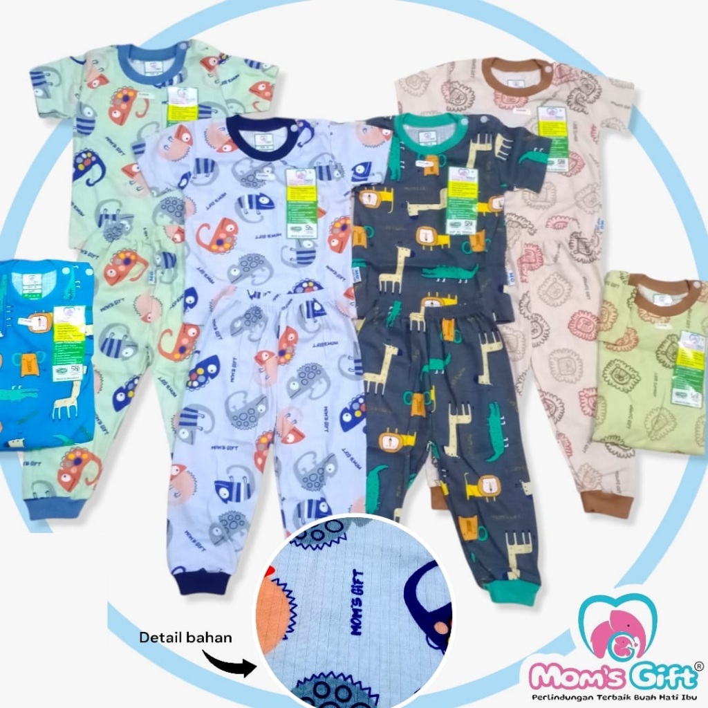Setelan Baju Bayi Pendek Celana Panjang Moms Gift 475 / Baju Anak Kancing Pundak / Baju Tidur Anak /