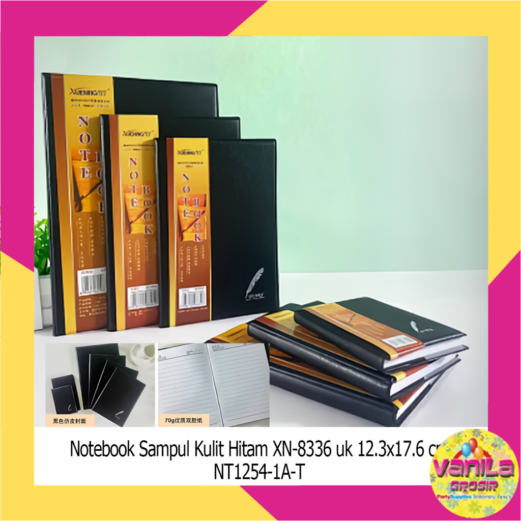 

Notebook Sampul Kulit Hitam, buku catatan kerja, agenda kerja, buku diary