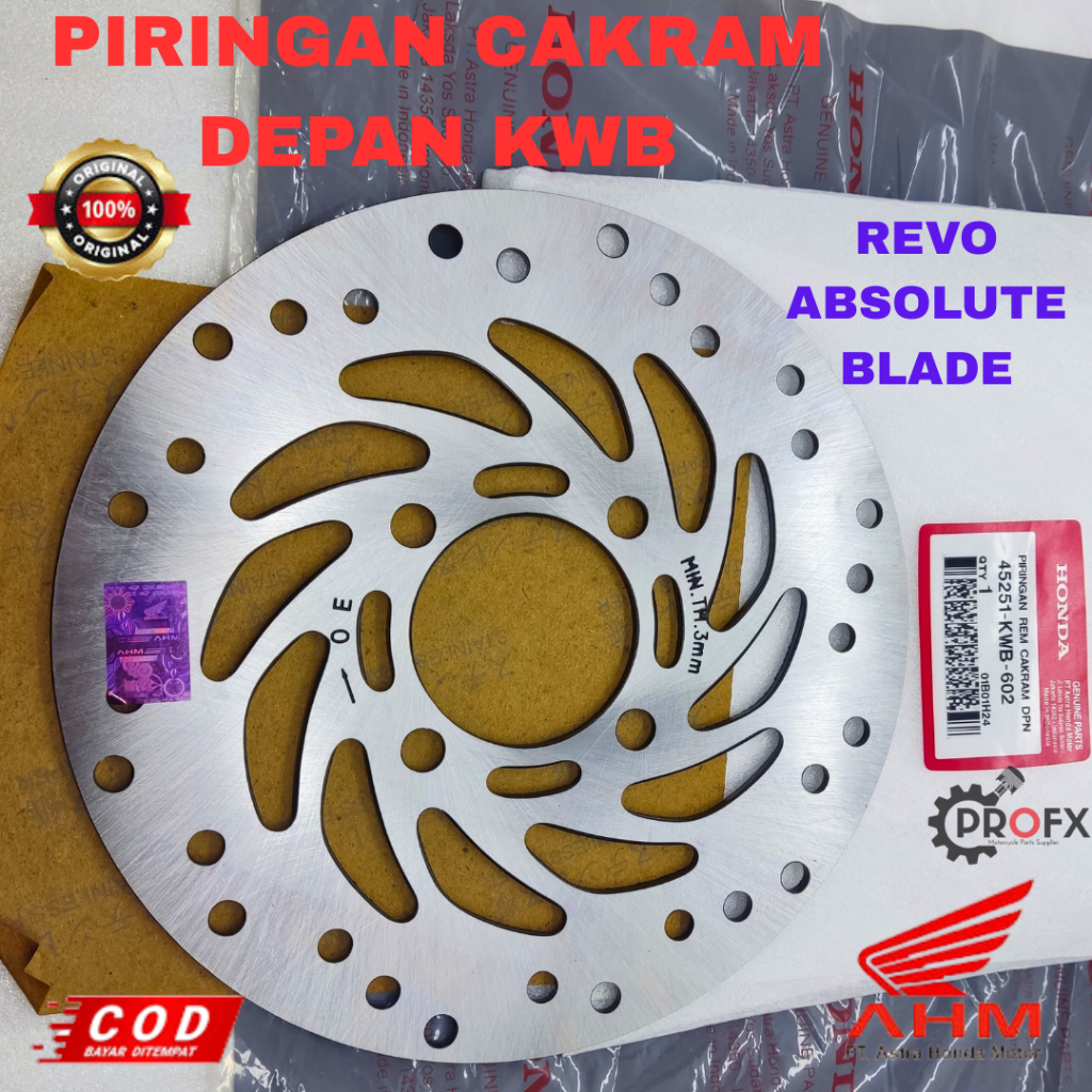 PIRINGAN CAKRAM DEPAN KWB HONDA REVO ABSOLUTE BLAED ORIGINAL ASLI AHM DISC BRAKE