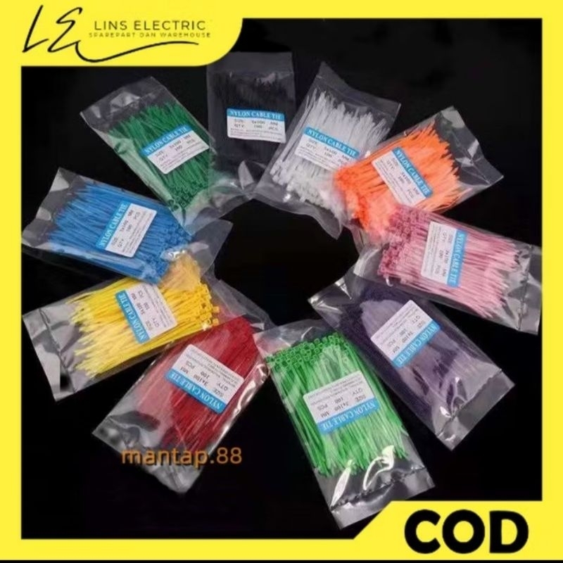 

Kabel Ties Nylon 10cm 1 Pack Isi 100 Buah / Kabel Tis 10cm Berbagai Warna 1 Pak Isi 100 Pcs