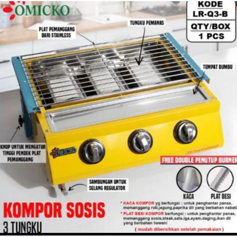 Kompor panggang sosis omicko 3 Tungku
