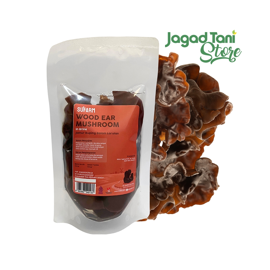 

SUFARM [POUCH] Jamur Kuping Larutan (Utuh) 250 Gr | Whole Wood Ear Mushroom In Brine 250 Gr | Kemasan POUCH