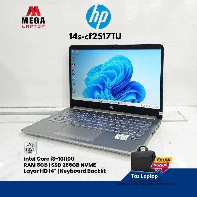 HP 14s cf2517TU Core i3 gen 10 Ram 8gb SSD 256 Keyboard Backlit