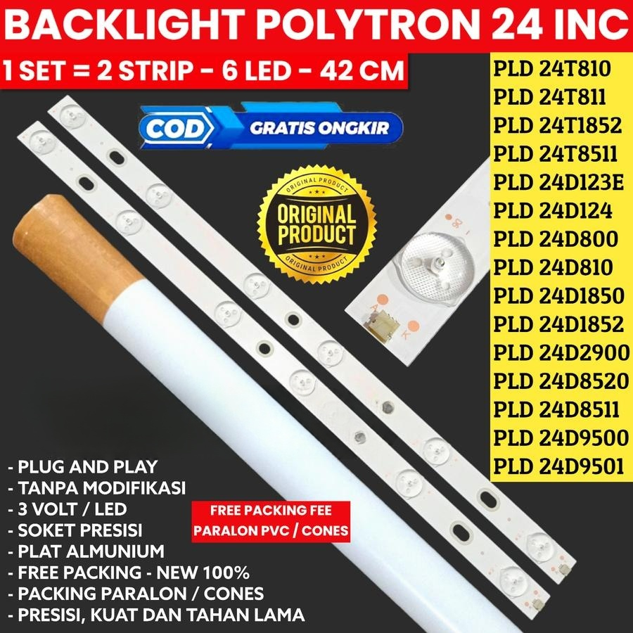 Terbaru BACKLIGHT TV LED POLYTRON 24 INC PLD 24D123 24D900 24D901 24D900 24D810 LAMPU BL 6K 3V 24D30