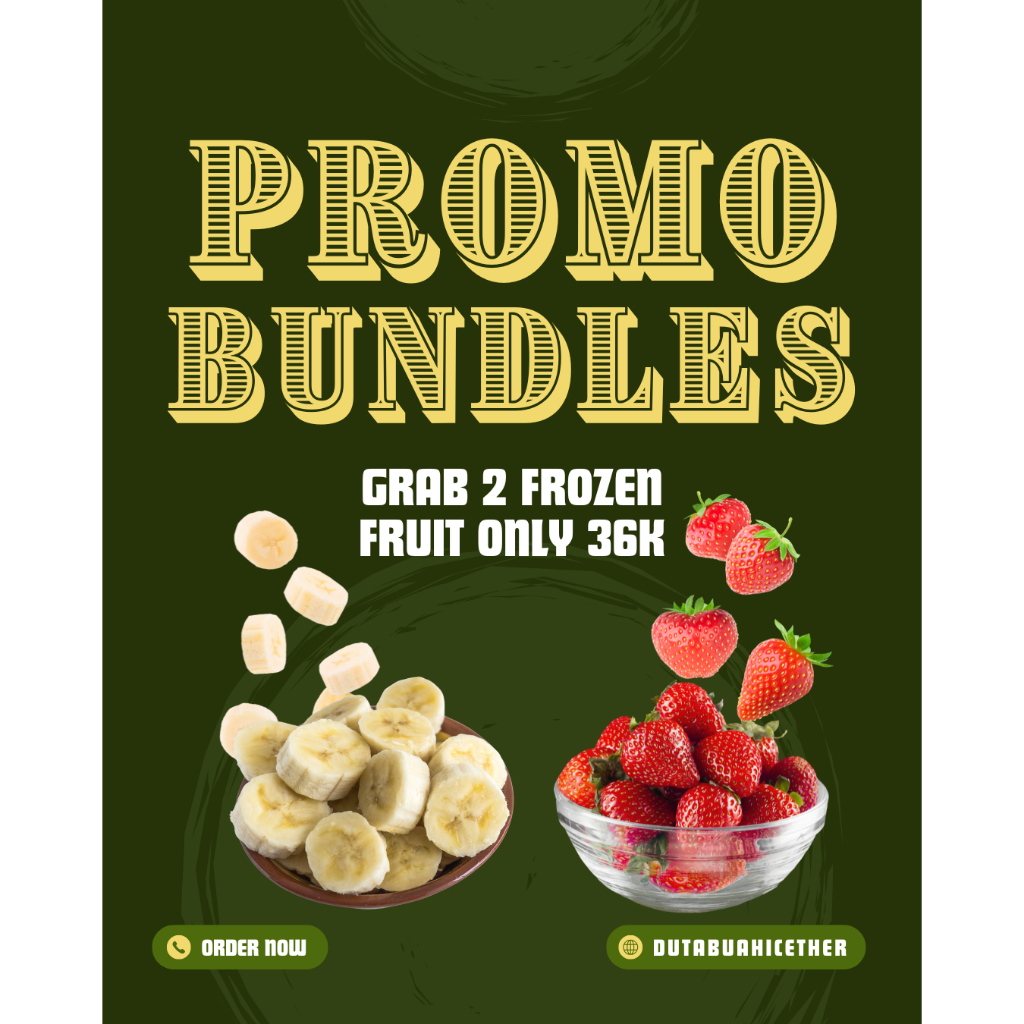 

Frozen Fruit Bundle 1.5kg | Strawberry Mix 1kg + Pisang Cavendish 500g | Siap Blending | Bandung