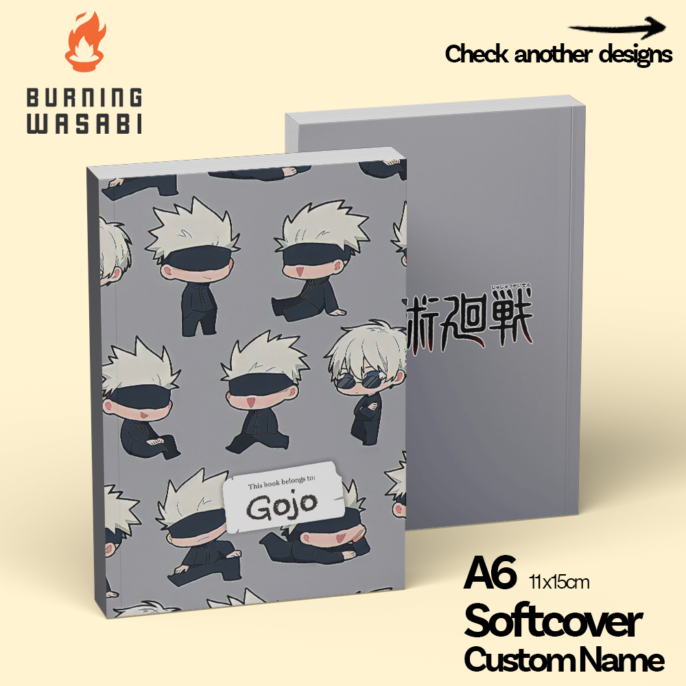 

Buku Saku Pocket Notebook Satoru Gojo Jujutsu Kaisen Softcover Custom Nama Anime Diary A6 Polos