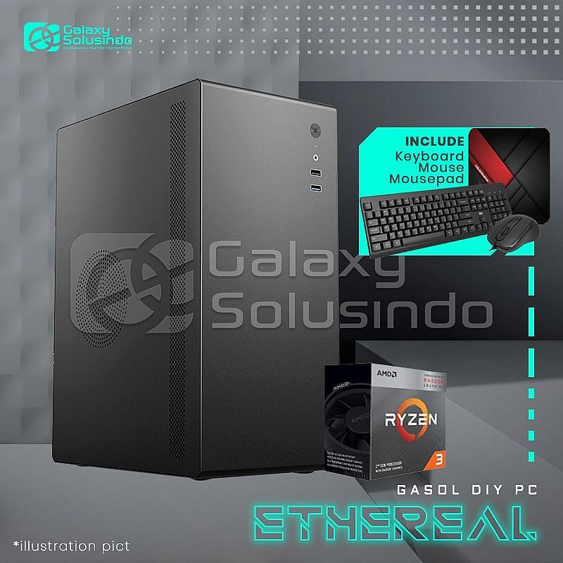 Paket PC Rakitan Office AMD ETHEREAL Ryzen 3 3400G 256GB SSD 8GB RAM DIY PC