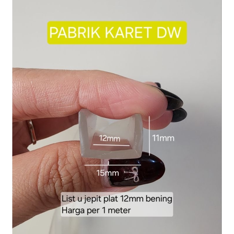 Karet List U jepit kaca 12 mm karet lis U jepit plat 12mm meteran BENING TRANSPARAN