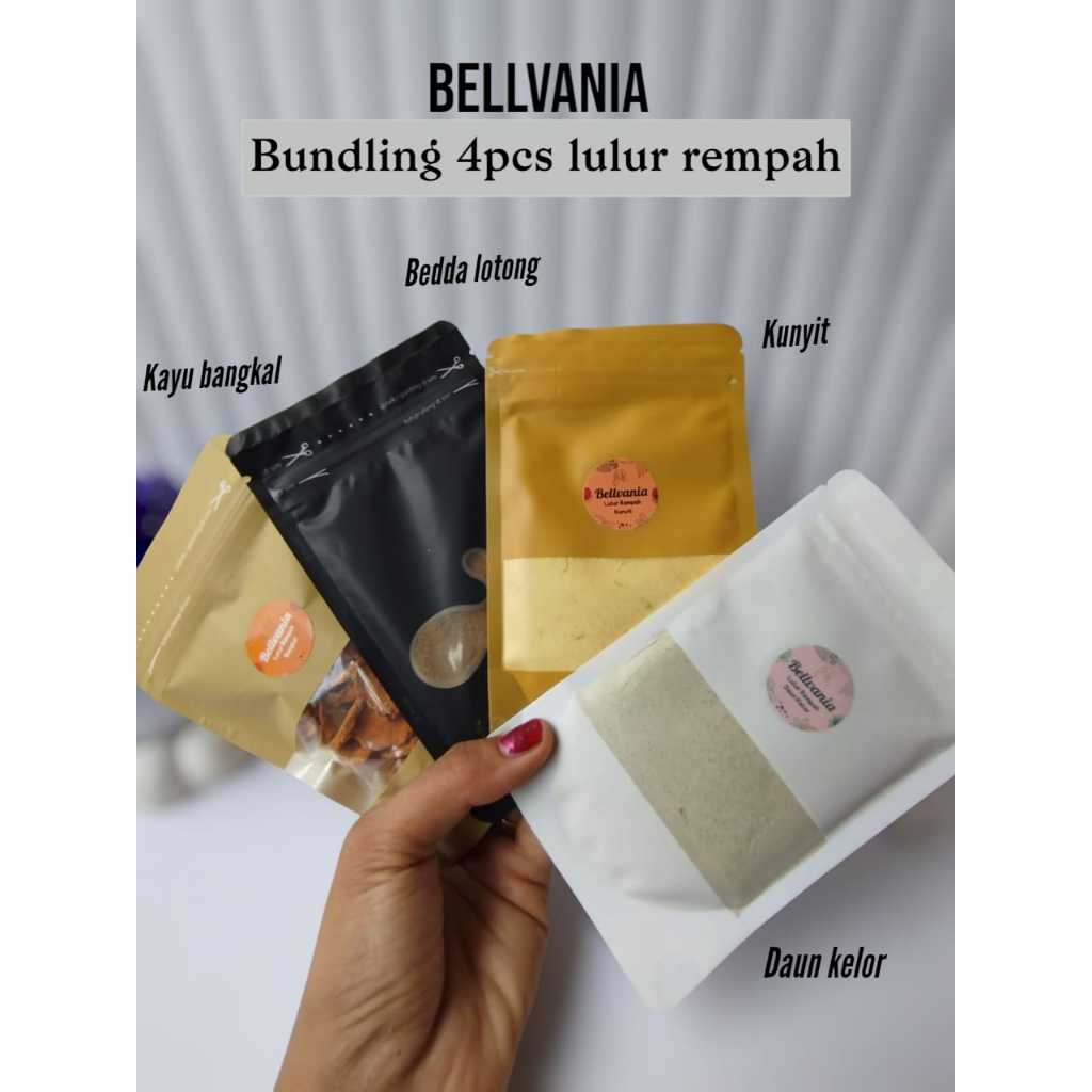 Bundling 4pcs LULUR BEDDA LOTONG + LULUR KUNYIT + LULUR DAUN KELOR + LULUR BANGKAL