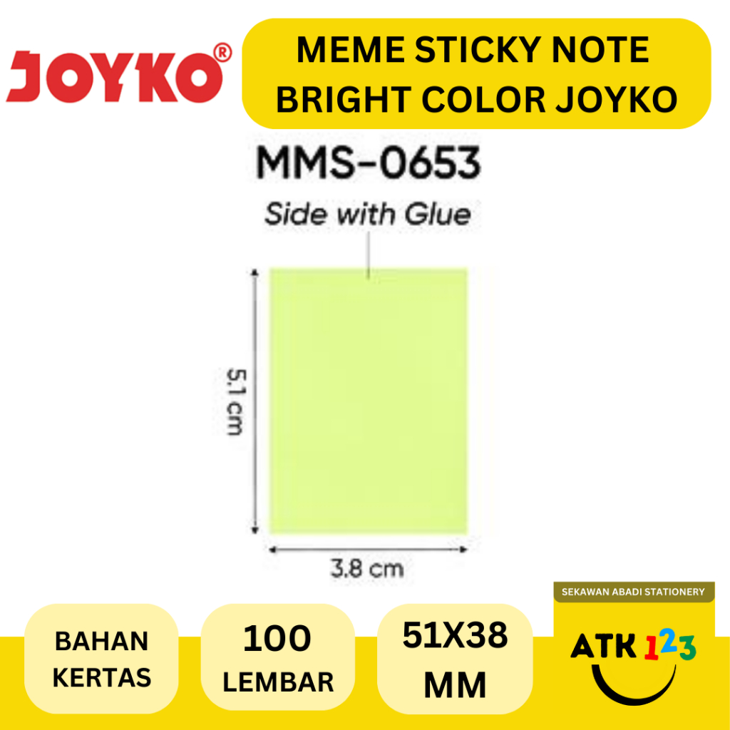 

Sticky Note / Sticky Memo / Memo Tempel Kertas Joyko MMS-653 Warna Kuning