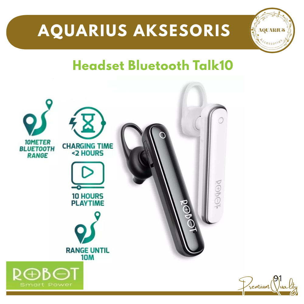 [ROBOT] Headset Bluetooth Talk10 | Earphone Bluetooth V5.0 | Earphone weight+Charging case 9G | Gara