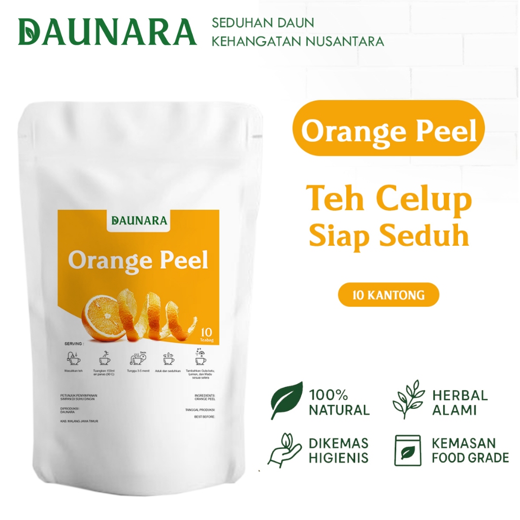 

Teh Orange Peel Kulit Jeruk Daunara – Cerahkan Mood & Bantu Metabolisme | 10 Kantong Herbal