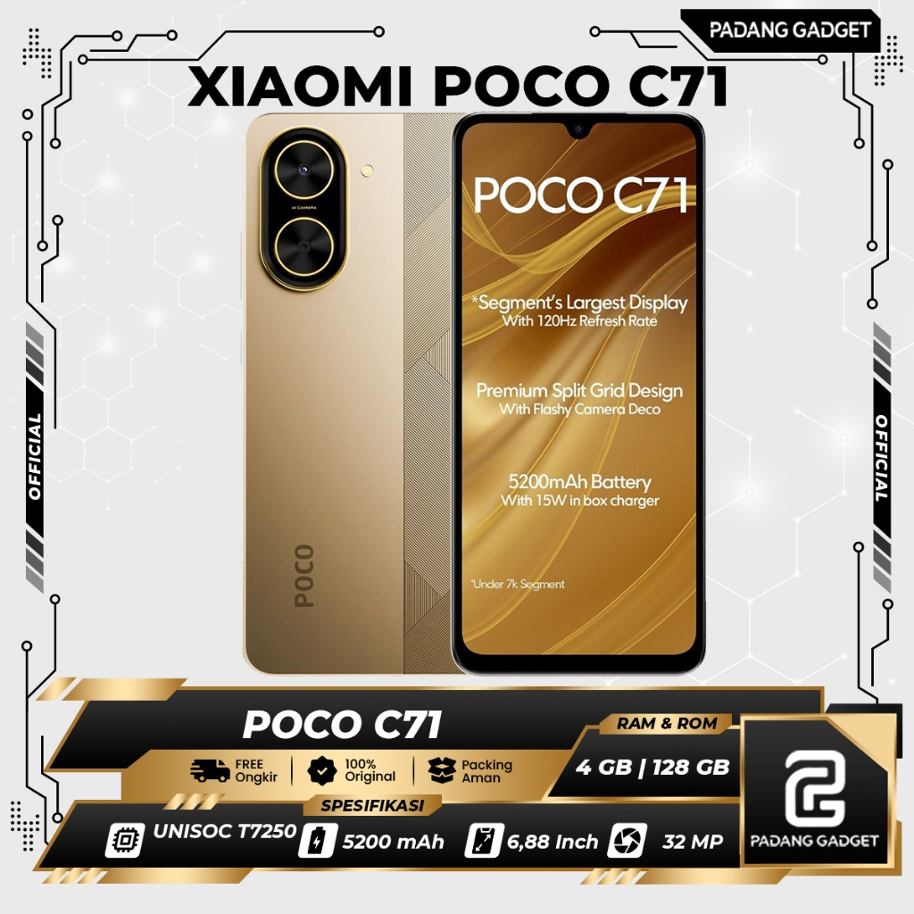 Xiaomi Poco C71 4/128 GB  HP Android Smartphone Original Garansi Resmi 1 Tahun