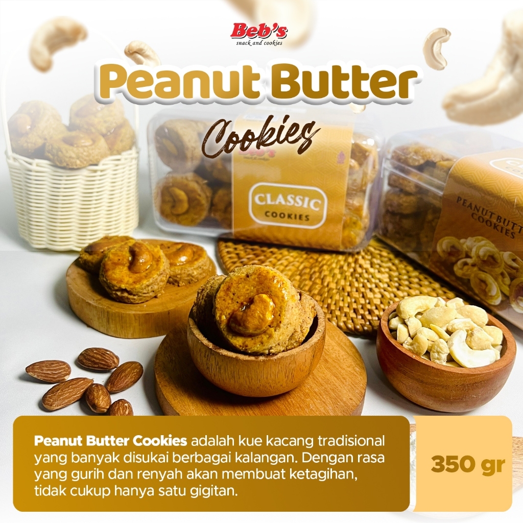 Peanut Butter Cookies Bebssnack 350gr (PREMIUM QUALITY) | Kue Kacang Gurih dan Renyah | Kue Kering F