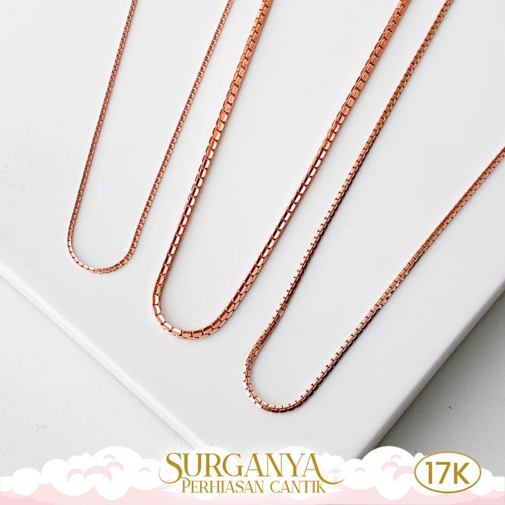 Macan Gold Kadar 17K Rose Gold For Necklace - Kalung Polos Model Italy Santa