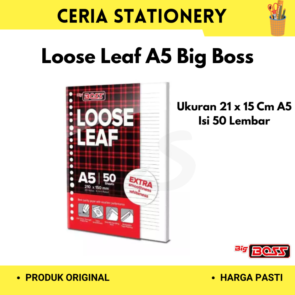 

Loose Leaf A5 50 Lembar Big Boss / Kertas Isi Binder A5 Kecil Bigboss