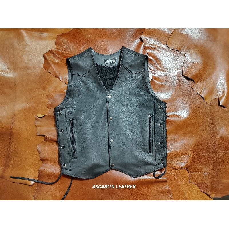 ROMPI KULIT BIKERS SIZE L VEST MOTOR KULIT ASLI