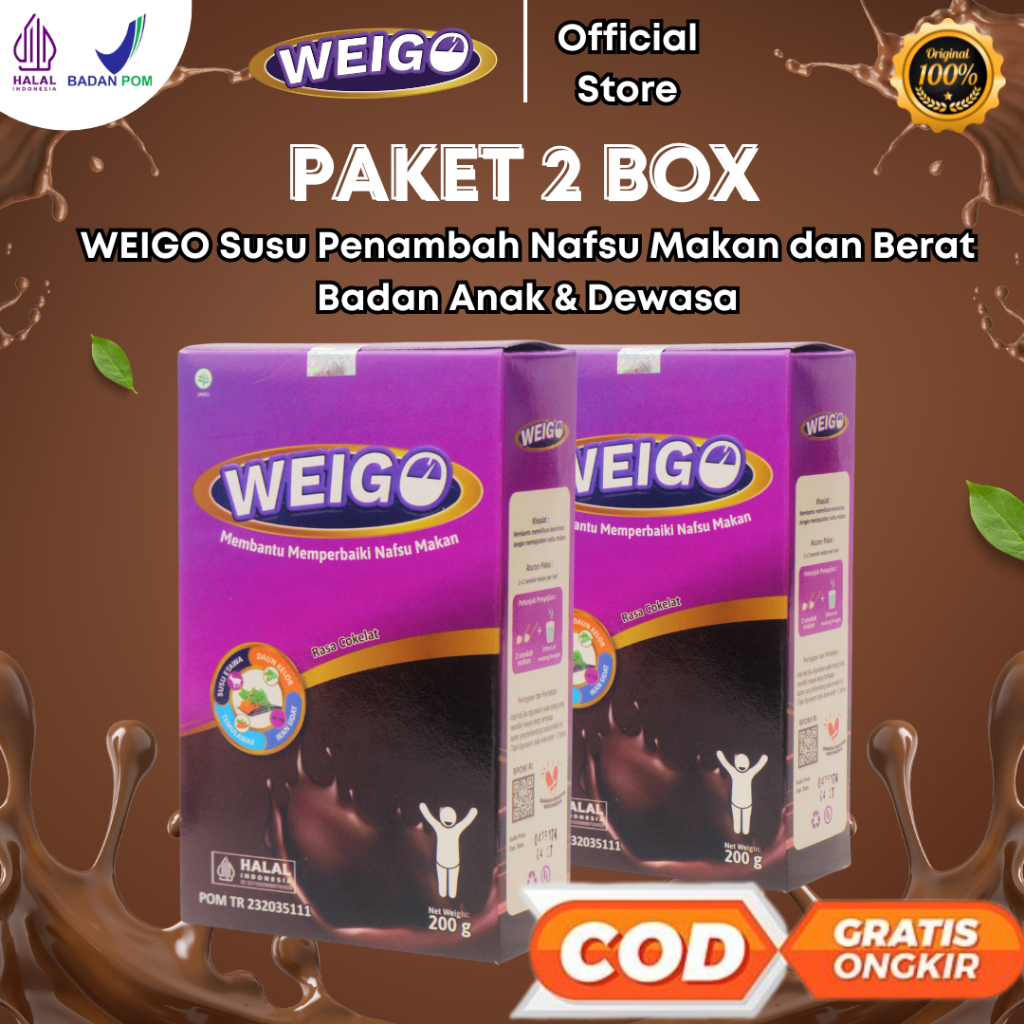 

WEIGO PAKET 2 BOX Susu Kambing Etawa Plus Herbal Penggemuk Penambah Berat Badan Nafsu Makan BPOM