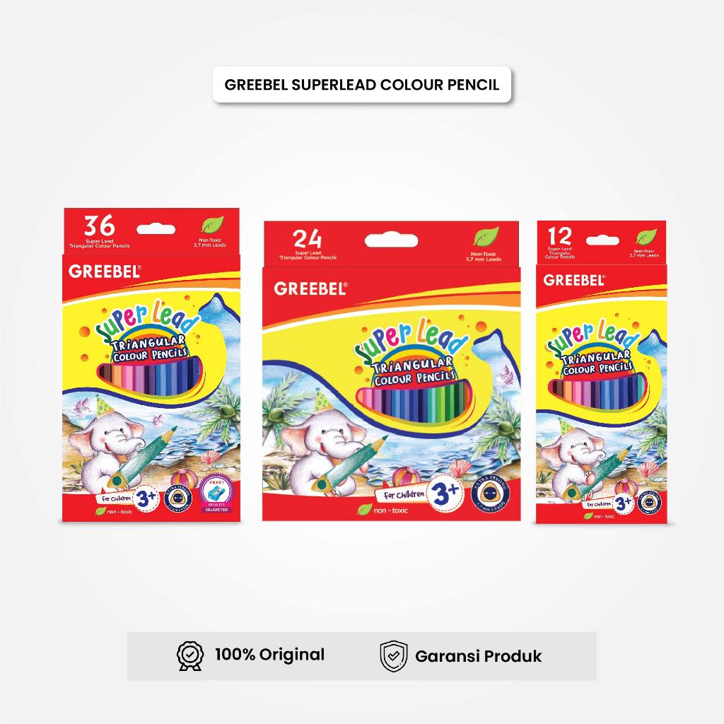 

GREEBEL Pensil Warna Super Lead Triangular 12 24 36 Warna / Coloring Pencil
