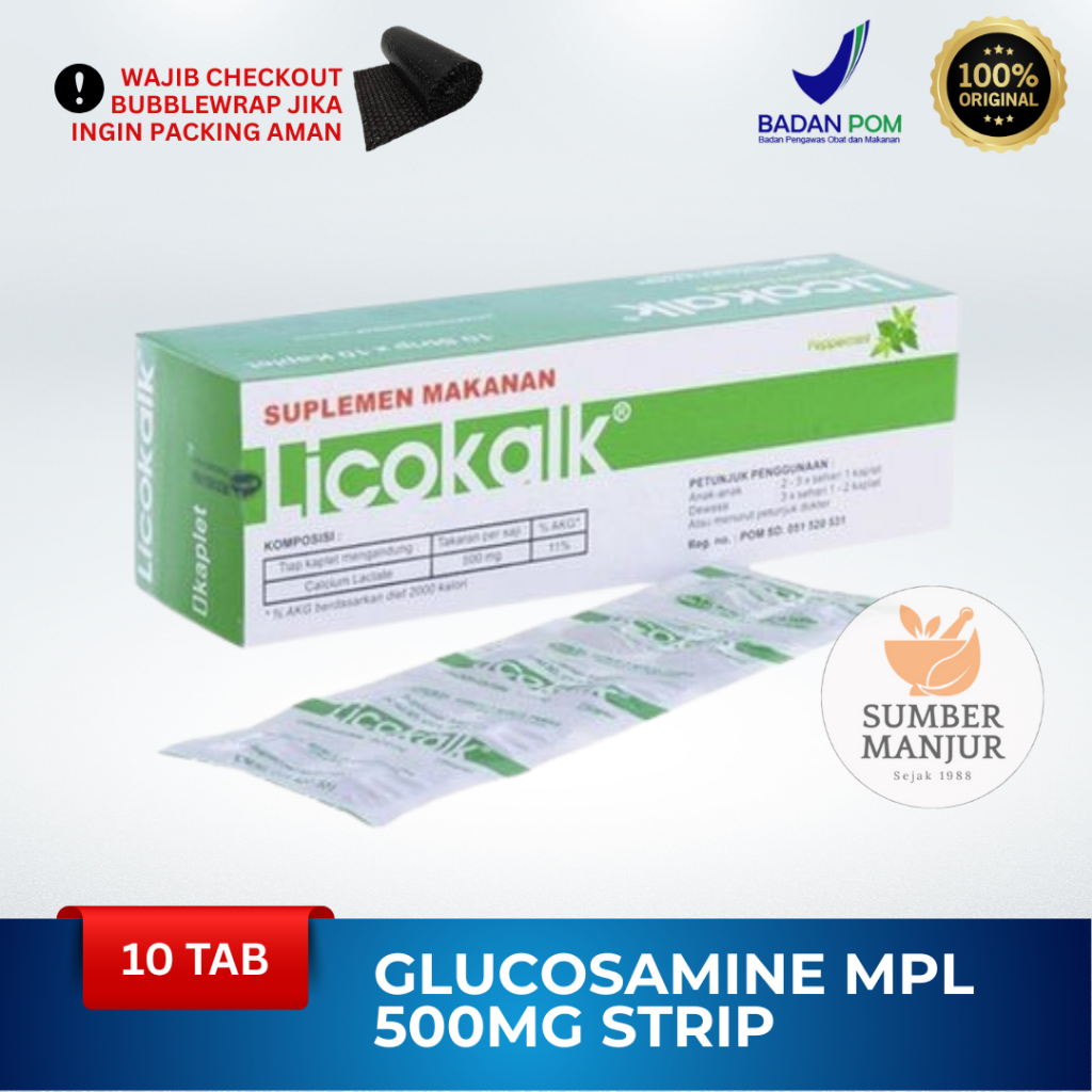 LICOKALK SUPLEMEN MAKANAN GLUCOSAMINE MPL 500MG BOX