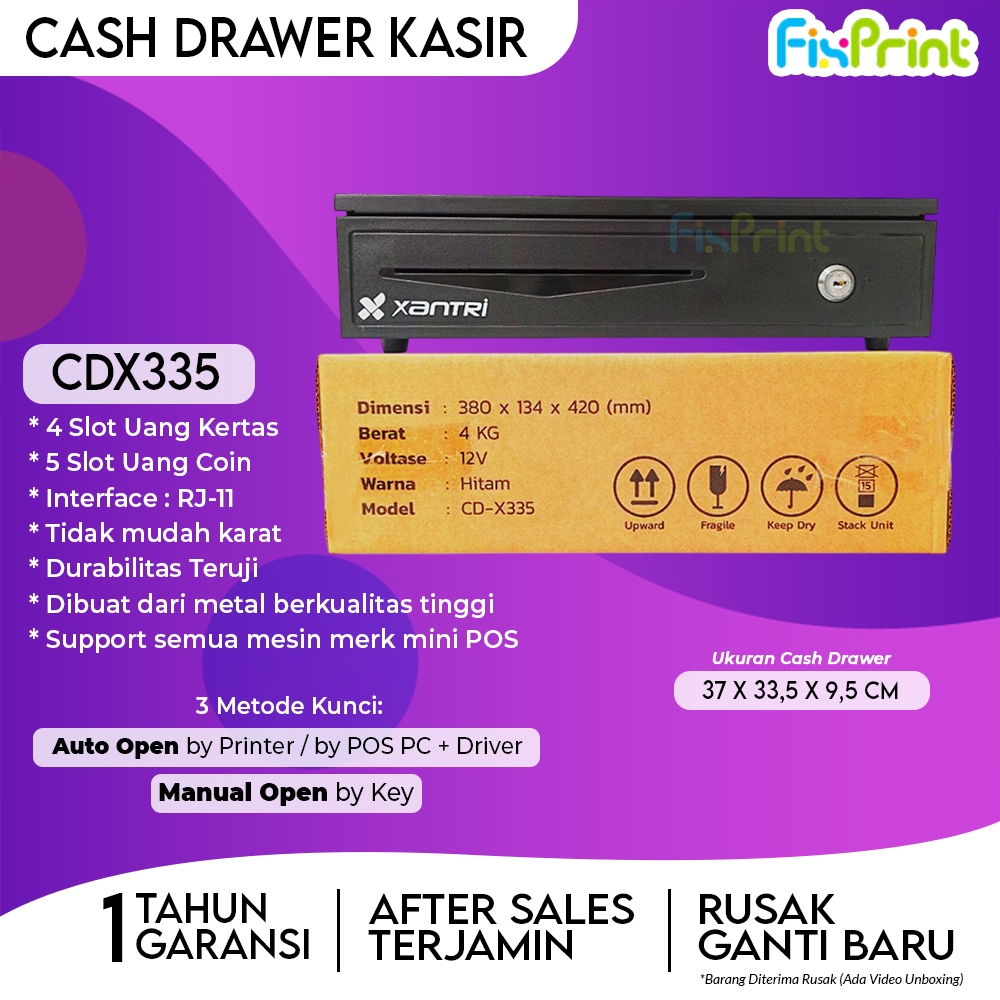 FixPrint Laci Penyimpanan CD-X405 / CD-X335 / CD-408 / CD-UL400 cd339 Uang Kertas & Koin Cash Drawer