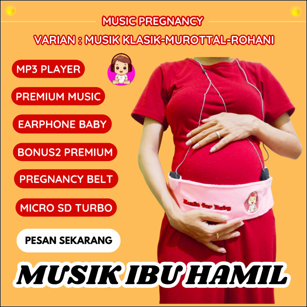 Sabuk Ibu Hamil Bumil MP3 add Klasik Musik Bayi Music Classic Rohani Murotal headsets like Bellybuds
