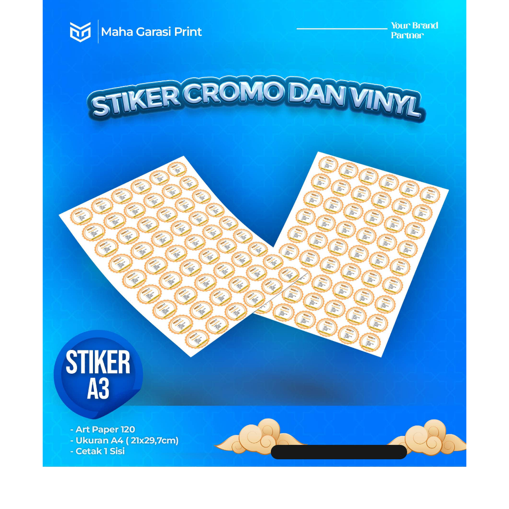 

Stiker A3 Tahan Air untuk Usaha, Toples, dan Kemasan Makanan