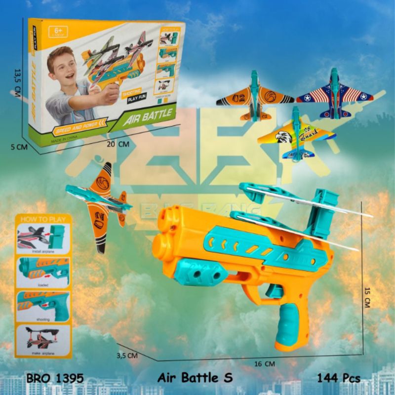BRO1395 Pistol Pesawat Bisa Terbang Pistolan Peluru Busa Tembak Tembakan Mainan Anak