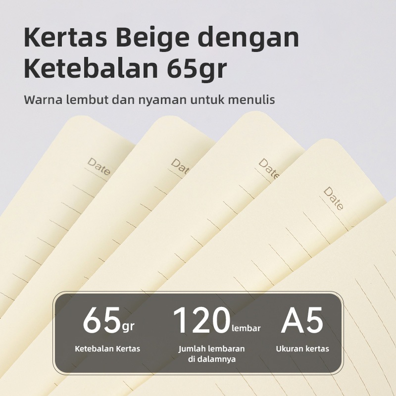 

[Whispers] Deli Buku Catatan Sampul Kulit Hard Cover / Leather Cover Notebook A5 120 Lebar BP134