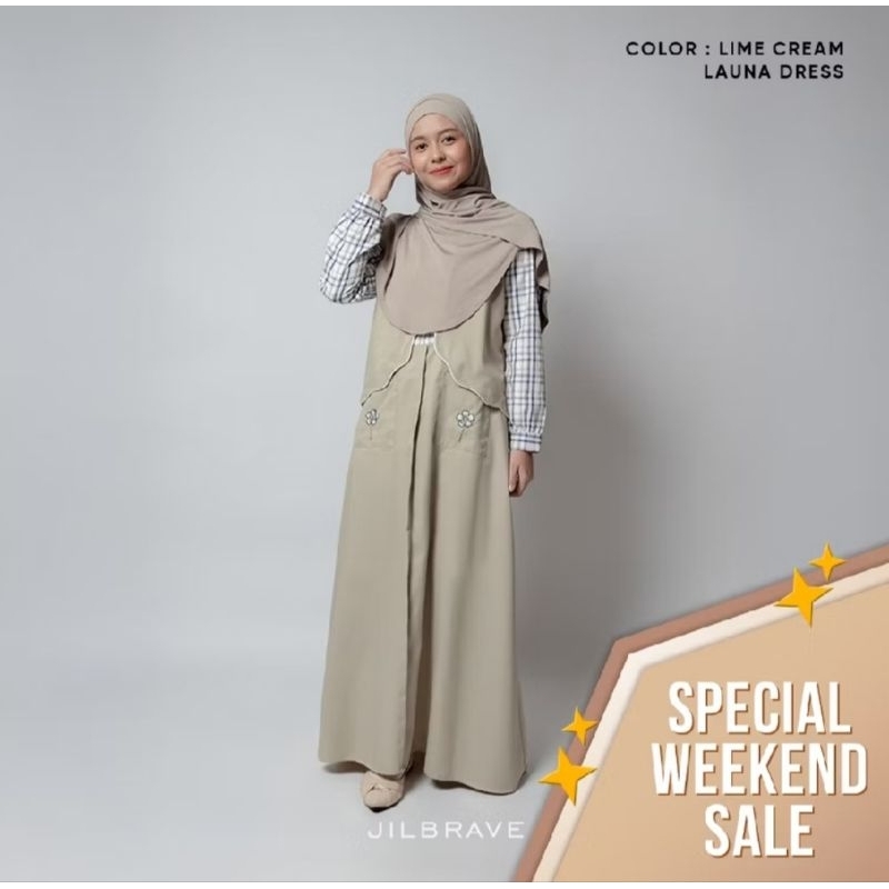 Preloved LAUNA DRESS GAMIS BY JILBRAVE lime cream size S