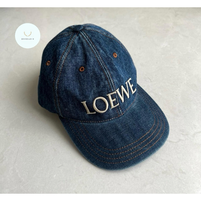 Loewe logo embroidery cap in denim