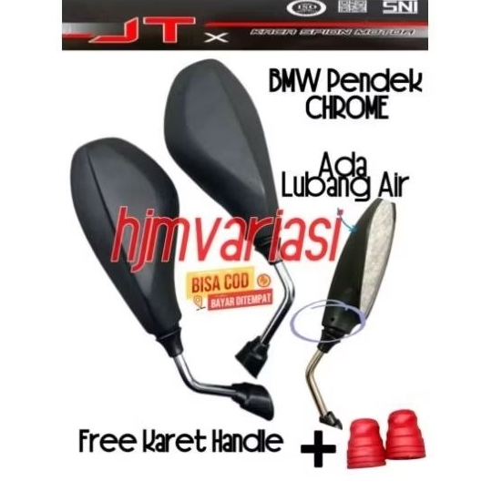 Kaca Spion Motor Model BMW Tangkai Pendek Chrome Khusus Sea Tipe