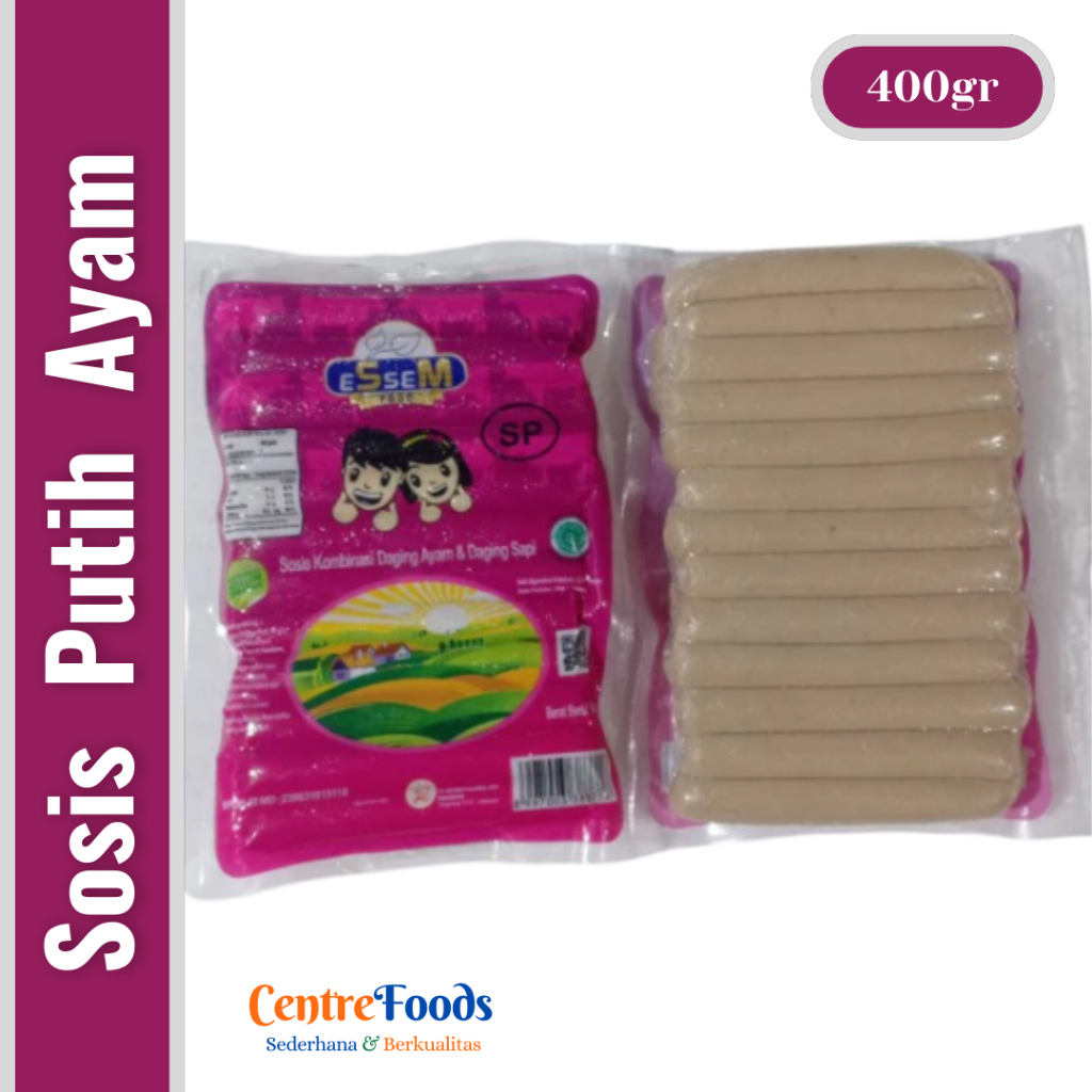 

Sosis Kombinasi Daging Ayam & Sapi - Sosis Putih Ayam eSeeM | 400gr [ Harga Per BKS ]