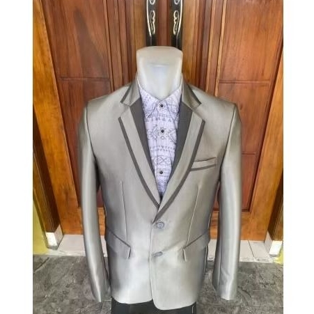 setelan jas pengantin jas weding jas formal pria warna silver slim fit