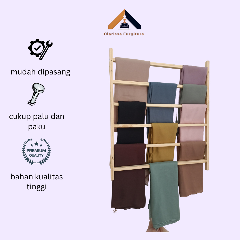 Gantungan Jilbab Kayu Aesthetic Ladder Hanger Rak Kerudung Tempat Gantungan Hijab