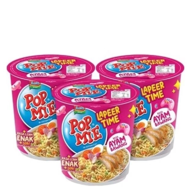 

Pop Mie Lapeer Time Mi Instan Cup Rasa Ayam Bawang Paket isi 3 x 75 gram