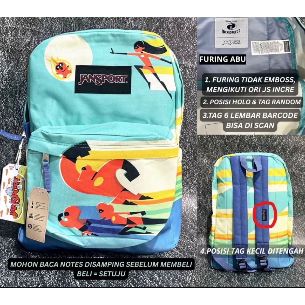 TAS RANSEL JS JANSPORT SPORT BAGS INCREDIBLE MOTIF ORIGINAL TOSCA BACKPACK /  TAS PRIA WANITA / TAS 