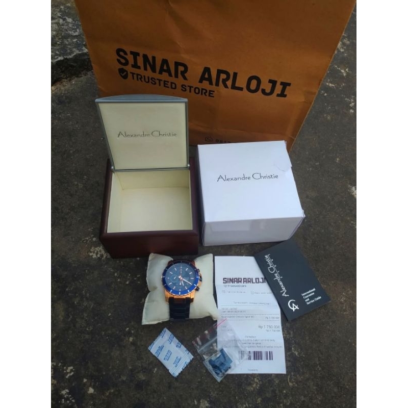 Jam Tangan AC 6141 MC Blue Rosegold Fullset Mulus