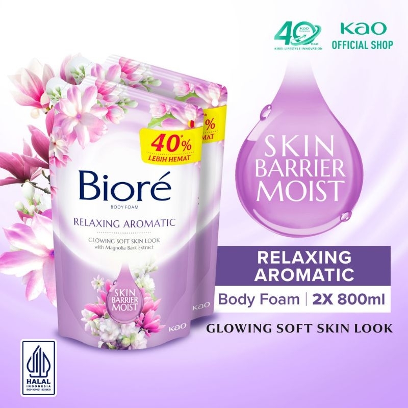 Biore Beauty Sabun Mandi Cair Pelembab Kulit Relaxing Aromatic Jasmine Aroma Refill 800 ml Twin Pack
