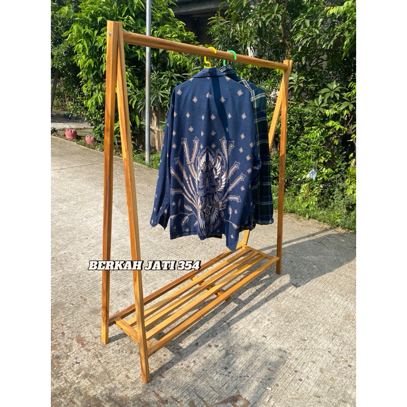 GANTUNGAN BAJU KAYU STAND HANGER KAYU GANTUNGAN BAJU BERDIRI RAK SERBAGUNA RAK GANTUNGAN BAJU
