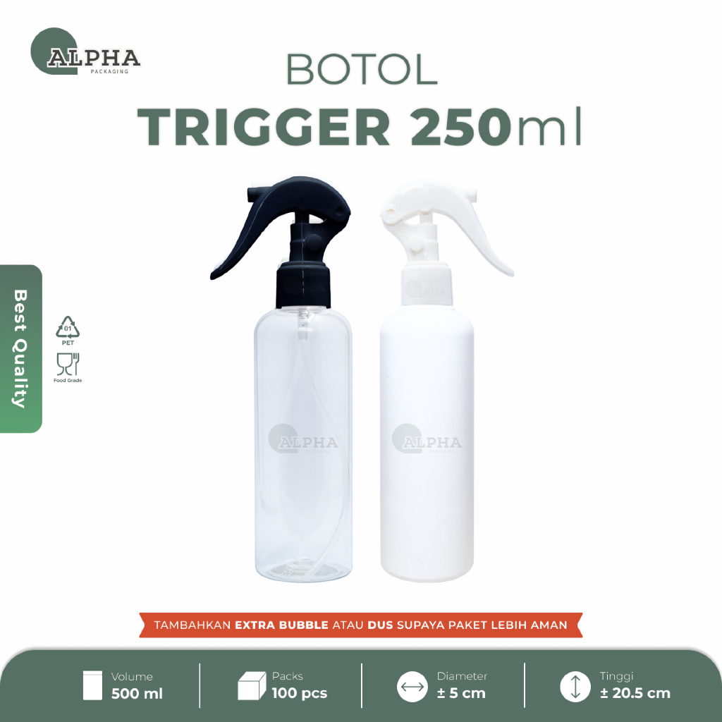 Botol Spray Trigger 250ml - Botol Plastik Spray Semprotan Tanaman Kispray Setrika 250 ml Premium