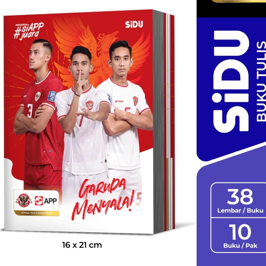

ATMS-JUAL 10 PCS BUKU SiDU Buku Tulis Timnas 38 Lembar - 10 buku (1 PAK ISI 10 BUKU).