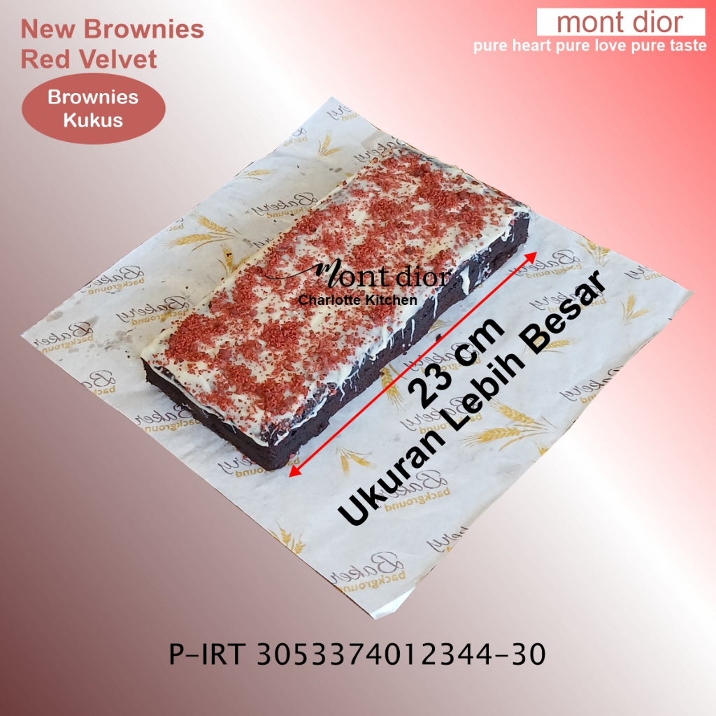 

Mont Dior New Brownies Red Velvet Kukus Ukuran Lebah Besar