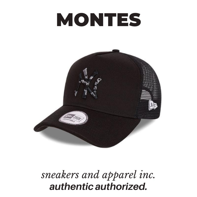 Topi New Era Original A Frame Trucker Camo Black New York