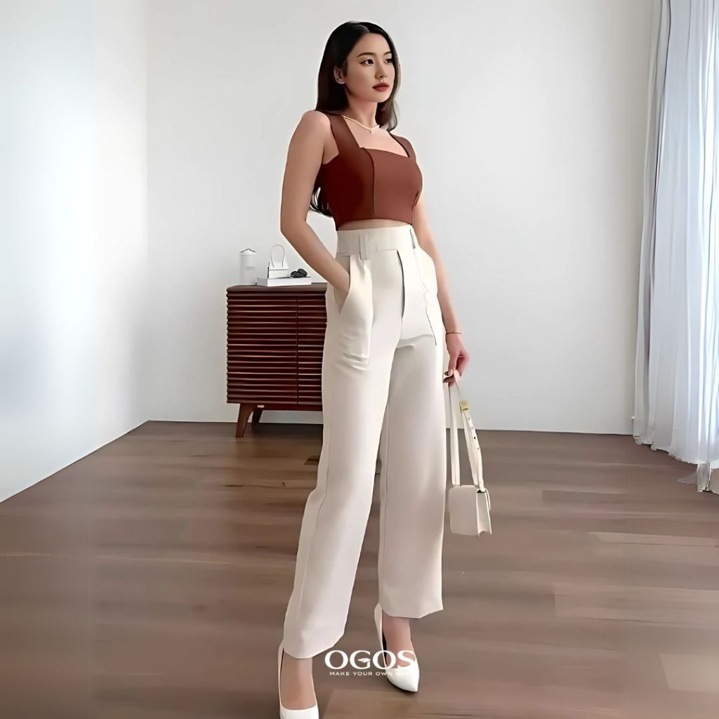 OGOS | Senora Highwaist Pants / Kulot Straight Cut Pants Wanita