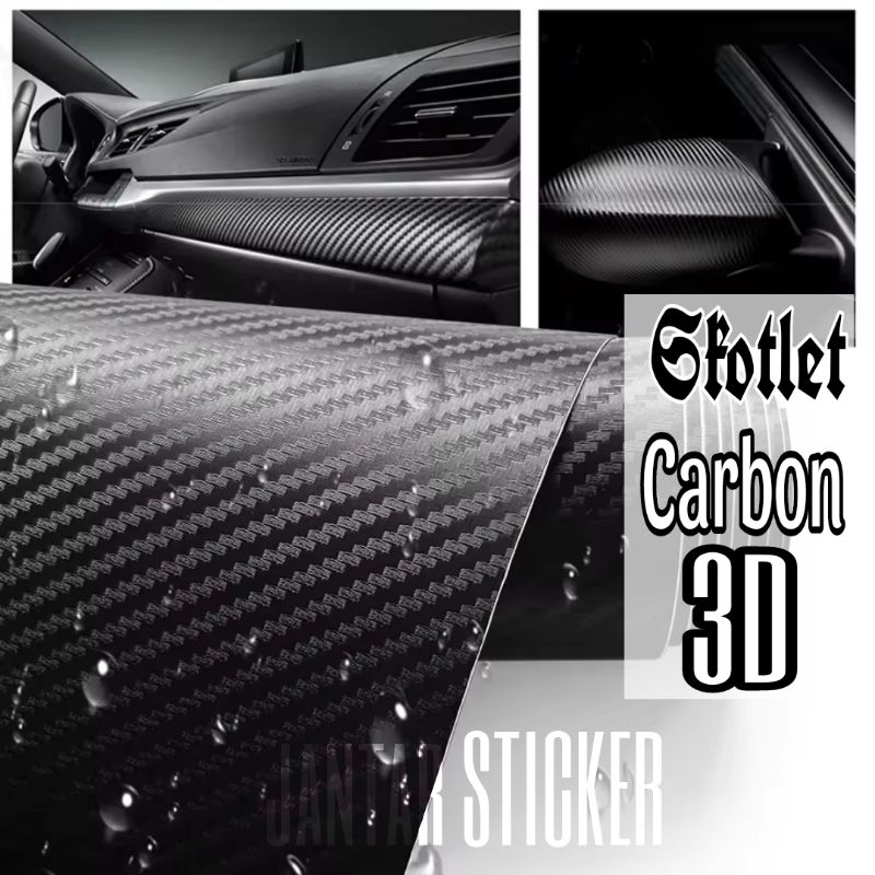Sticker Scotlite Carbon 3D Hitam Doff Stiker Skotlet Carbon Doff Skotlet Karbon Skotlet Kap Mesin Mo